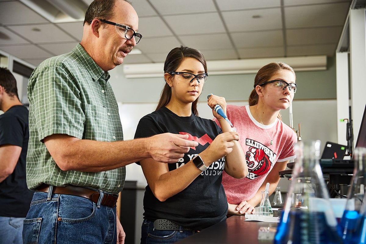 students in chemistry lab